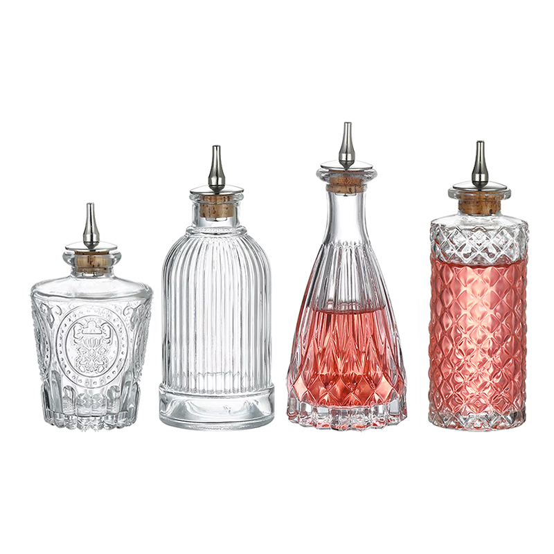 Bitters Bottle Set - 칵테일 비터 병-빈티지 유리 디자인, 코르크