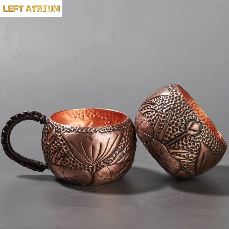 Mule Copper Mug - 순수 구리 커피 머그잔, 수공예 꽃무늬
