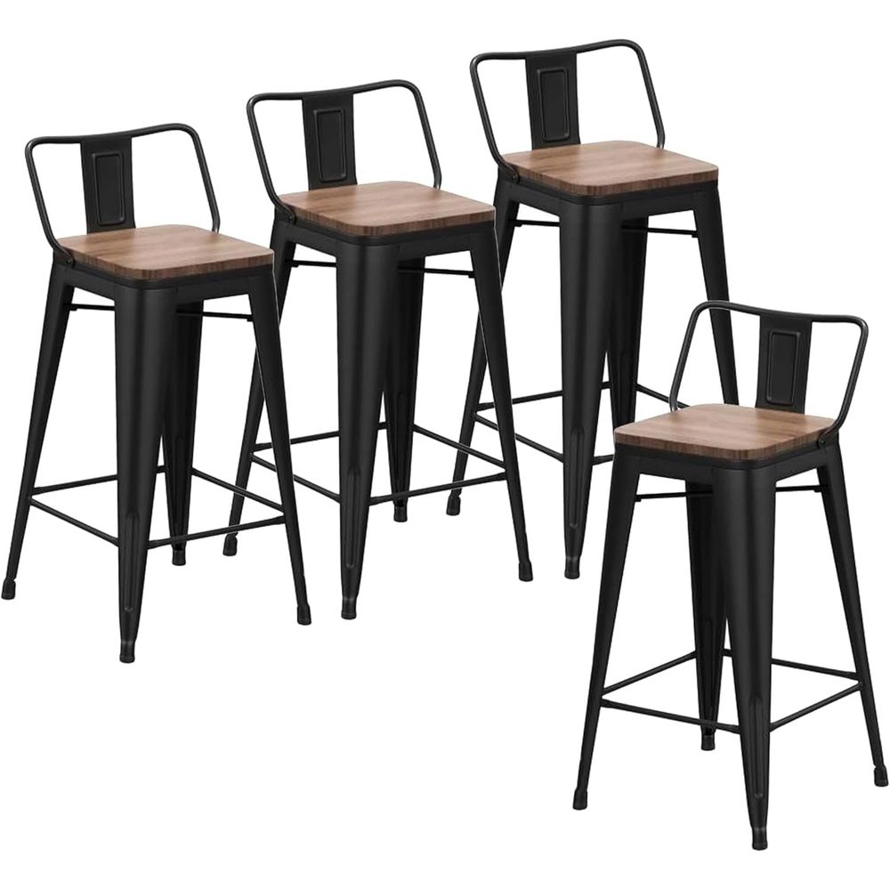 Home Bar And Counter - 24인치 바 스툴 세트 4개, 산업용