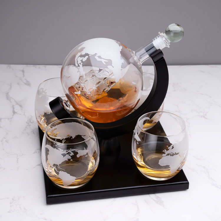 공장 판매 맞춤형 850ML 고품질 구형 유리 위스키  - Decanter Globe Set 리뷰 및 가격
