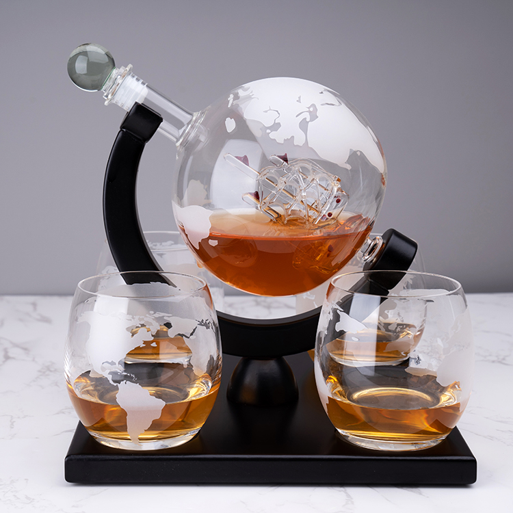공장 판매 맞춤형 850ML 고품질 구형 유리 위스키  - Decanter Globe Set 리뷰 및 가격