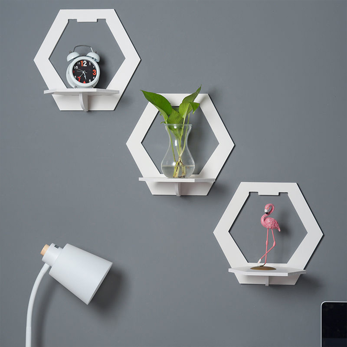 3Pcs 벽 주최자 벽 선반 세트 펀치 침대 옆 벽 디 - Home Bar Shelf 리뷰 및 가격