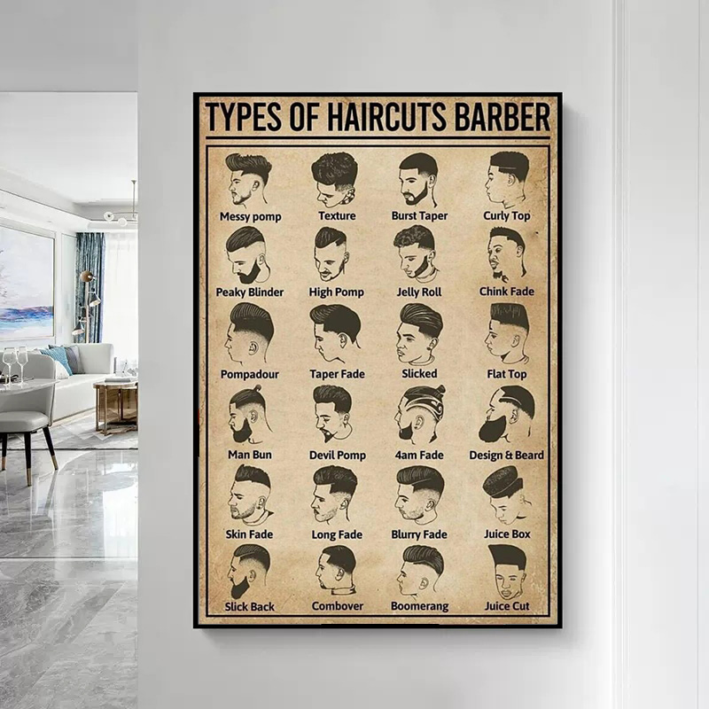 레트로 이발 스타일 포스터 및 프린트 캔버스 그림, 바 - Home Barbershop 리뷰 및 가격