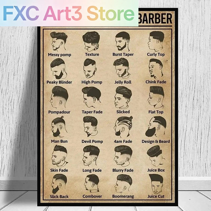 프레임리스, 레트로 스타일의 헤어컷 이발사 포스터 및  - Home Barbershop 리뷰 및 가격