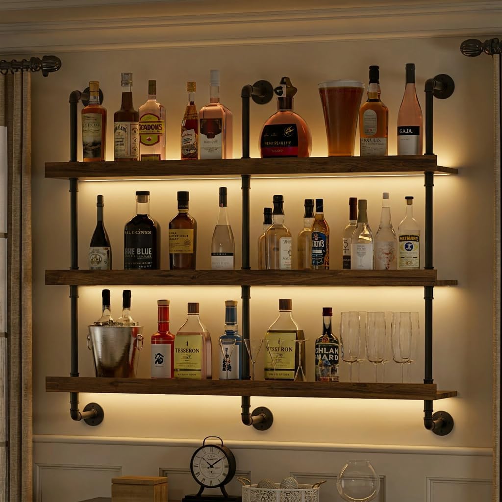 벽걸이식 LED 조명 와인랙 3단 플로팅 바 선반 주류 - Home Bar Shelf 리뷰 및 가격