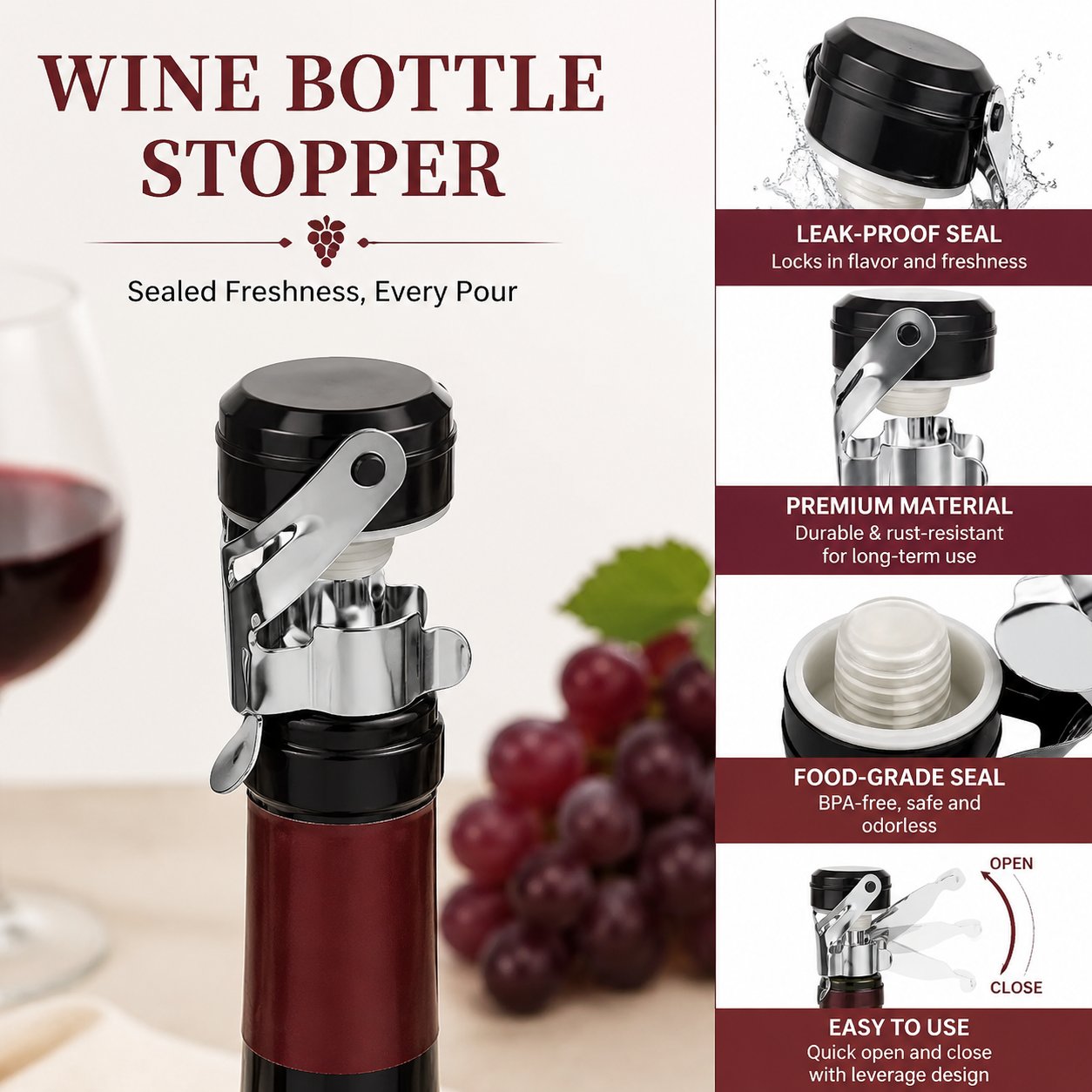 Cabilock 3pcs 스테인레스 스틸 병 실러 프리 - Wine Preservation Pump 리뷰 및 가격